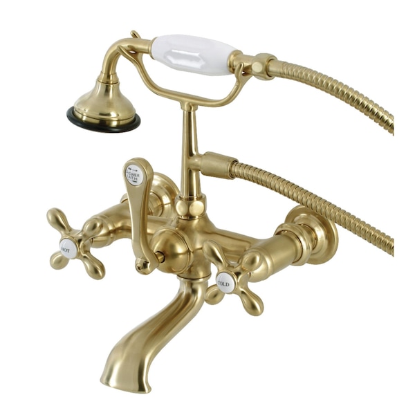 Kingston Brass AE557T7 7-Inch Wall Mount Tub Faucet with Hand Shower, Brushed Brass AE557T7 - main